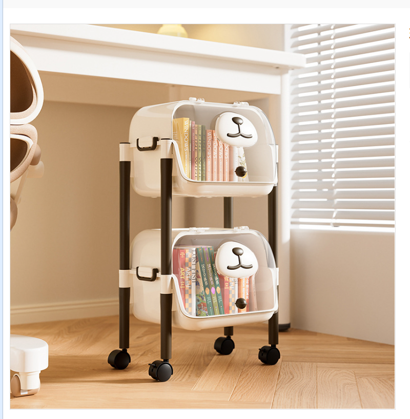 Toy trolley, storage rack, home living room, bedroom, popular cabinet, student dormitory bedside, multi-layer book storage rack details Picture
