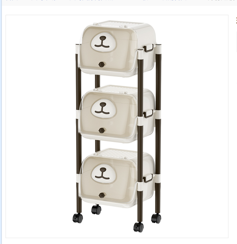 Toy trolley, storage rack, home living room, bedroom, popular cabinet, student dormitory bedside, multi-layer book storage rack Application Scenario