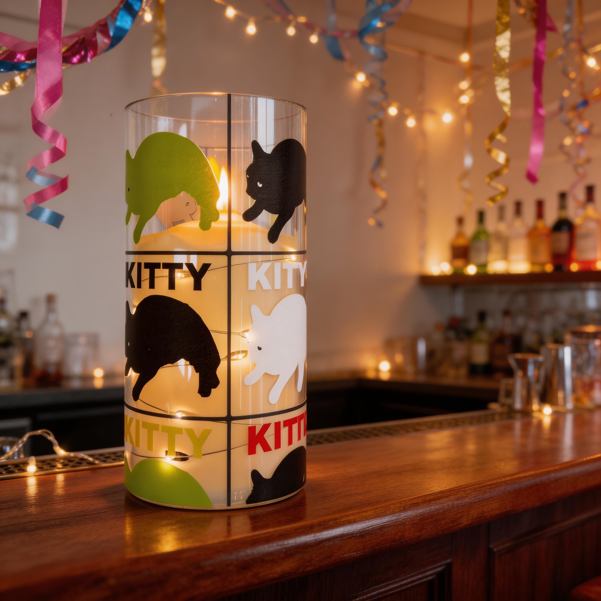 Uv-printed new three-color cat replaceable pattern luminous decorative candle 7.5 electronic candle factory direct sales Specification image