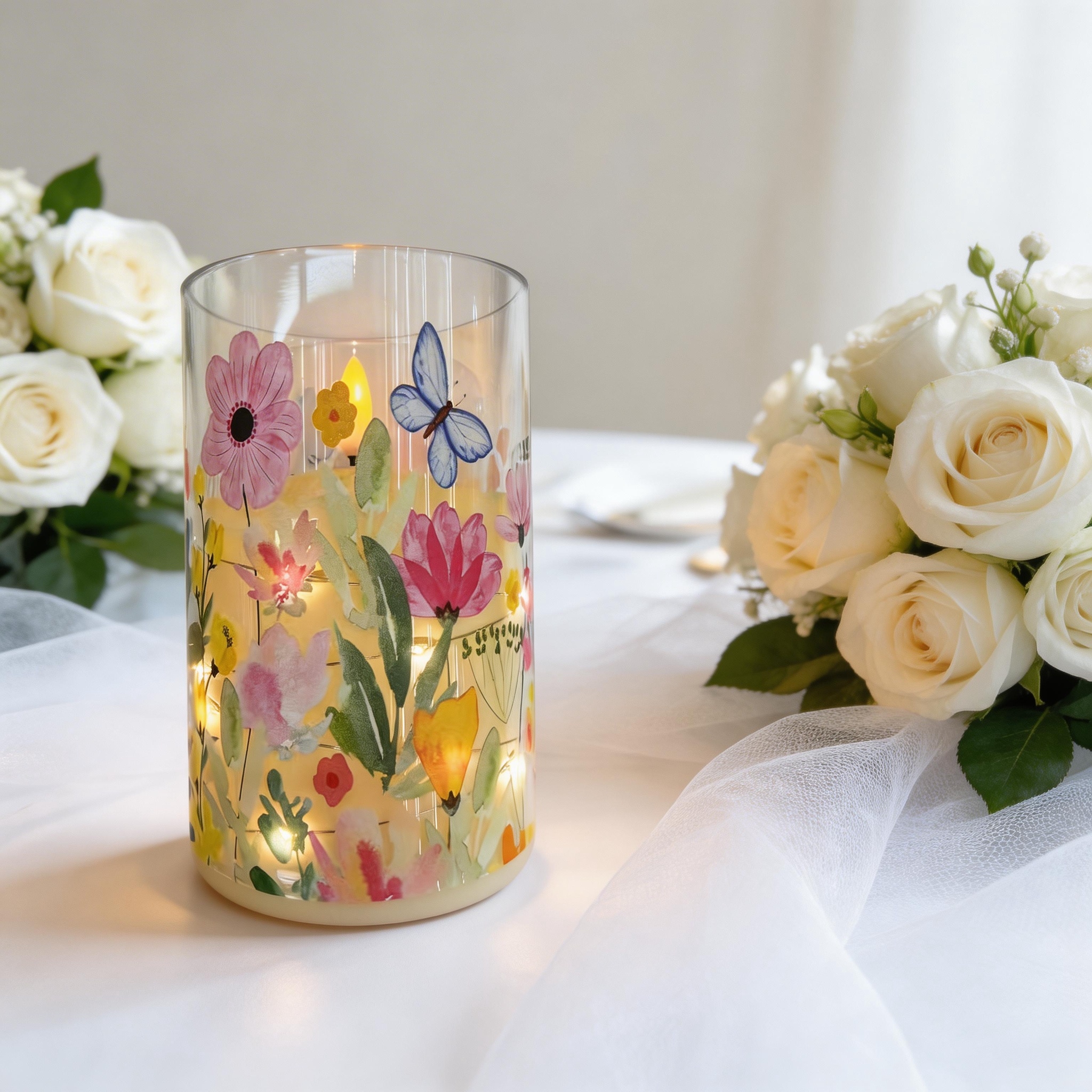 Uv-printed new handcrafted flower replaceable pattern luminous decorative candle 7.5 electronic candle factory direct sales Item Picture