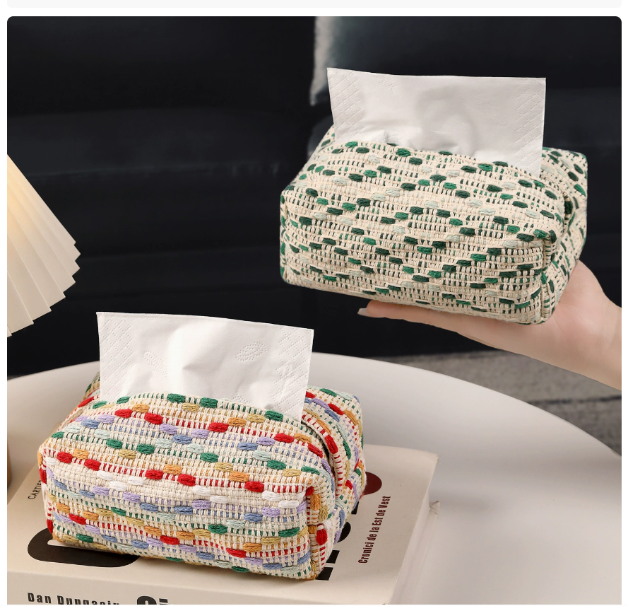 Home creative tissue box, tissue napkin, living room car storage box, fabric tissue box, tissue box, ins style Application Scenario