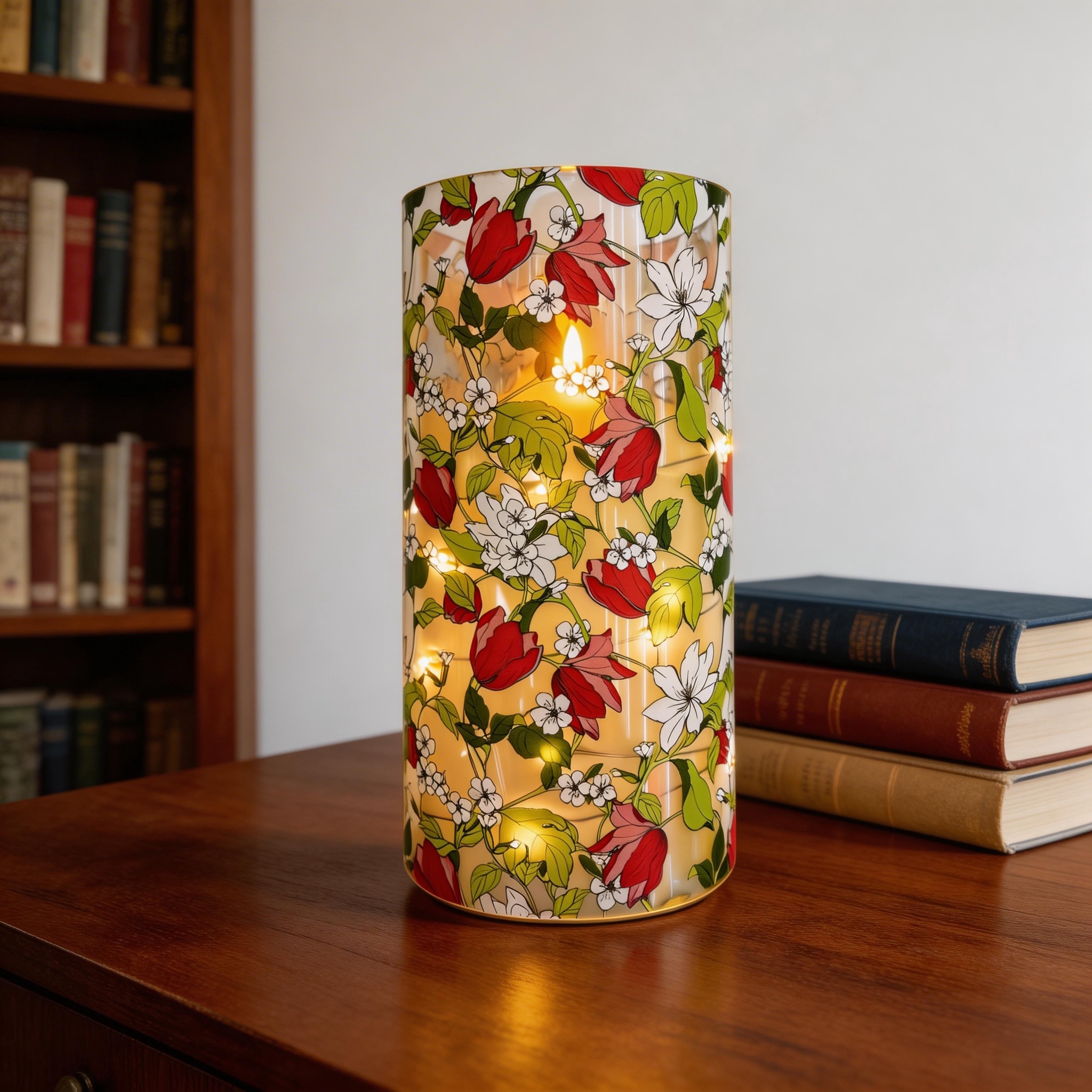 Uv-printed new handcrafted floral pattern replaceable luminous decorative candle 7.5 electronic candle factory direct sales Specification image