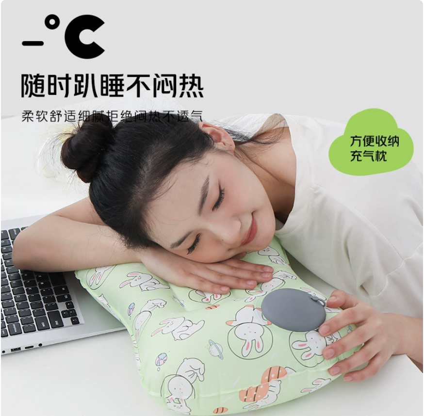 Ice Silk inflatable pillow, portable travel inflatable pillow, outdoor camping storage inflatable square pillow, office backrest details Picture