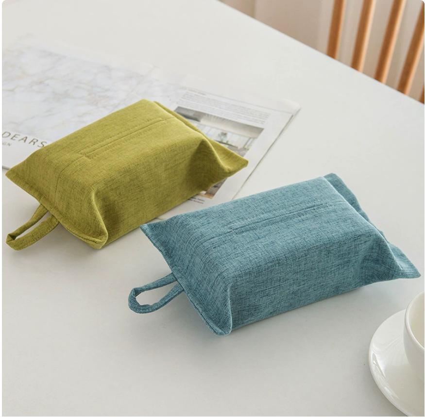 Fabric tissue bag, hanging solid color simple tissue box, living room, dining room, table, home, wall hanging tissue paper bag Item Picture