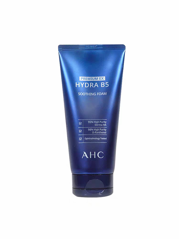 AHC爱和纯B5玻尿酸洗面奶180ml  男女士泡沫清洁温和护肤洗面乳白底实物图