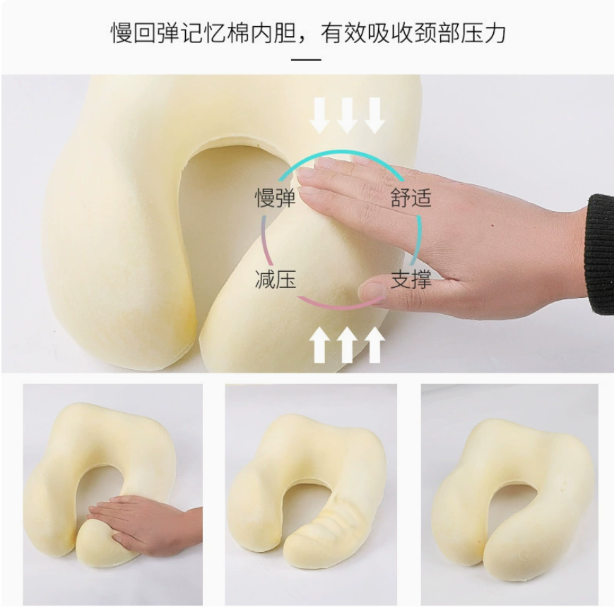Cross-border travel storage aircraft neck pillow, memory foam U-shaped pillow, magnetic fabric cervical pillow, neck pillow can be customized Specification image