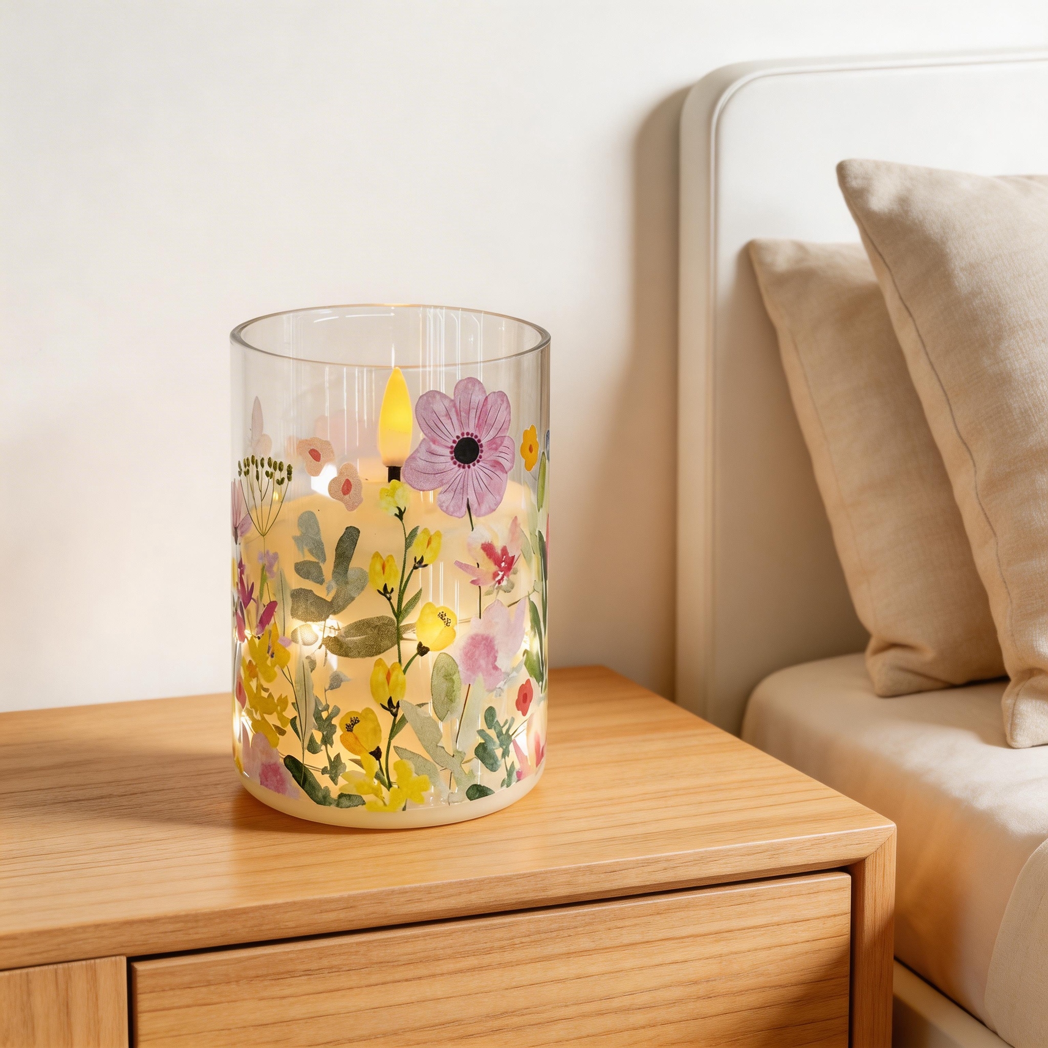 Uv-printed new handcrafted flower replaceable pattern luminous decorative candle 7.5 electronic candle factory direct sales Specification image
