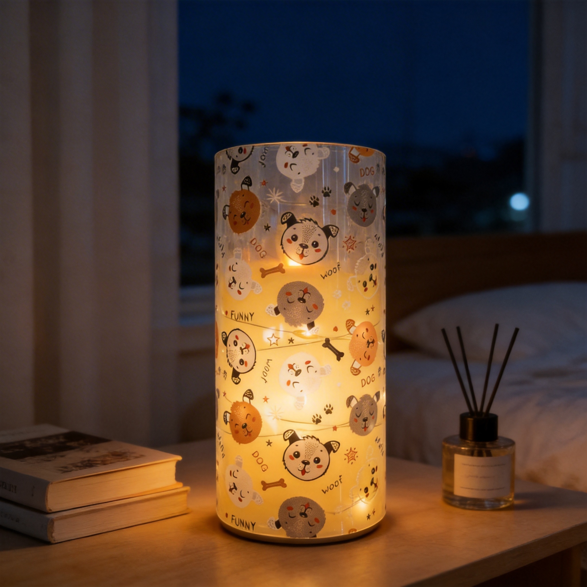 New UV-printed Happy Puppy transparent pattern luminous decorative candle 7.5 electronic candle factory direct sales details Picture
