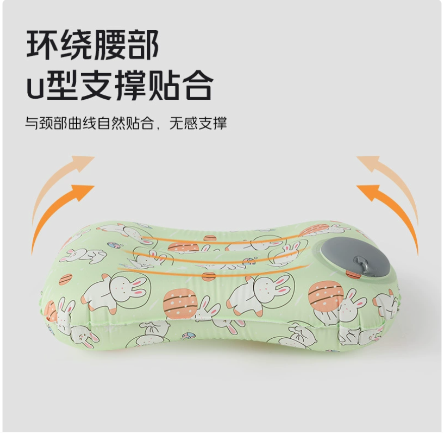 Ice Silk inflatable pillow, portable travel inflatable pillow, outdoor camping storage inflatable square pillow, office backrest Specification image
