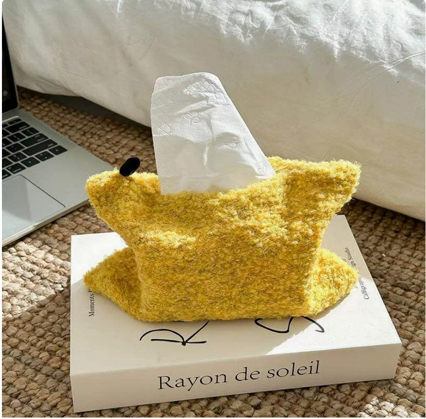 Knitted high-end car fabric tissue box, living room tissue storage box, car desktop storage bag Specification image