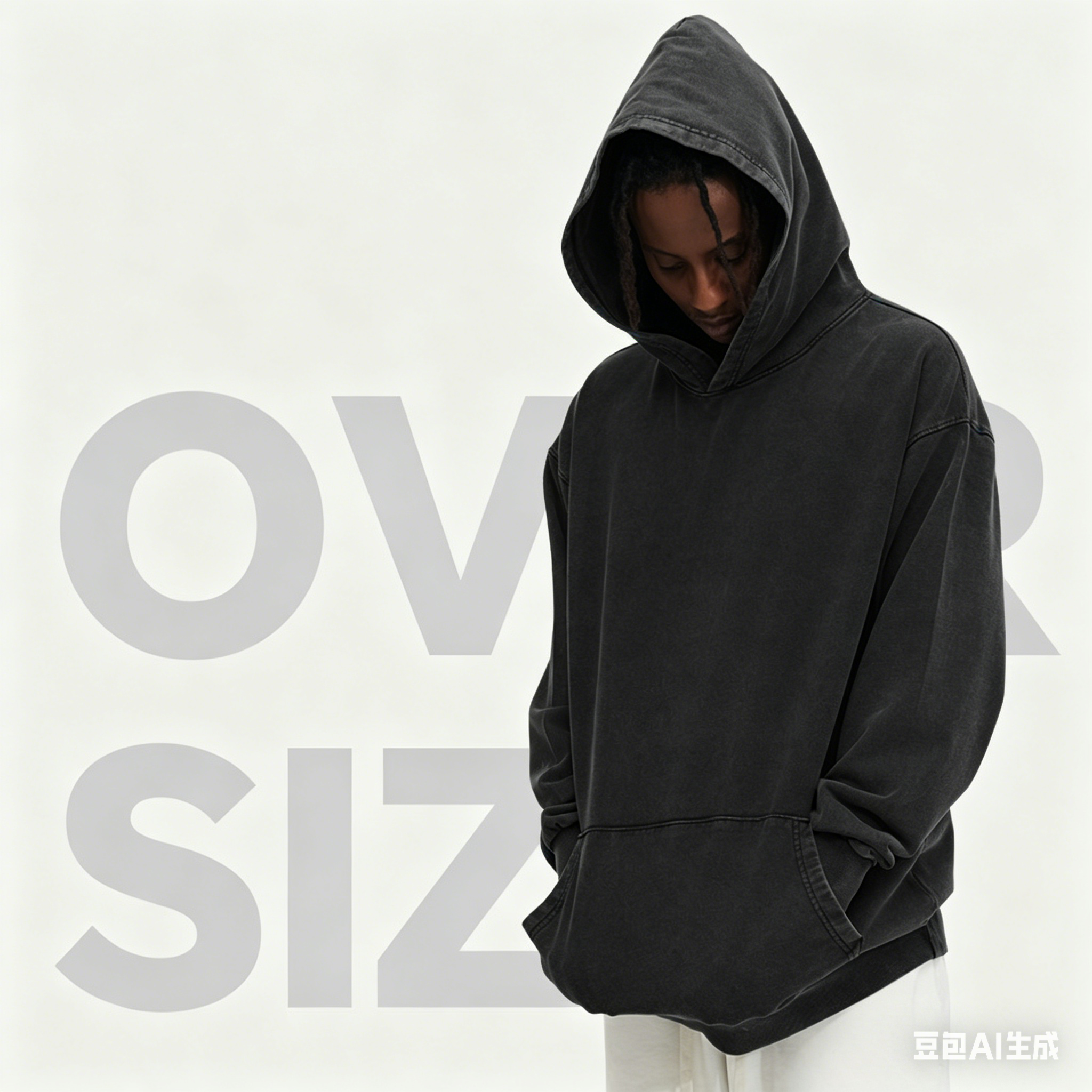 Cross-border European and American size 360G loop washed and aged hoodie, a trendy brand American retro OVSIZE hoodie for men details Picture