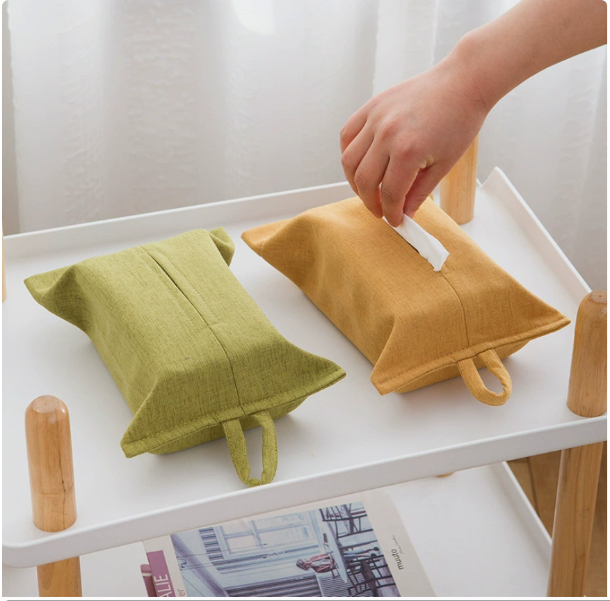 Fabric tissue bag, hanging solid color simple tissue box, living room, dining room, table, home, wall hanging tissue paper bag Specification image