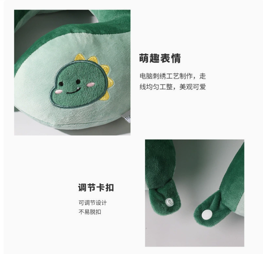Hump U-shaped pillow, cartoon green dinosaur, office nap neck pillow, travel airplane neck pillow with logo printing wholesale Application Scenario