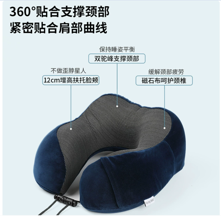 Cross-border travel storage aircraft neck pillow, memory foam U-shaped pillow, magnetic fabric cervical pillow, neck pillow can be customized details Picture