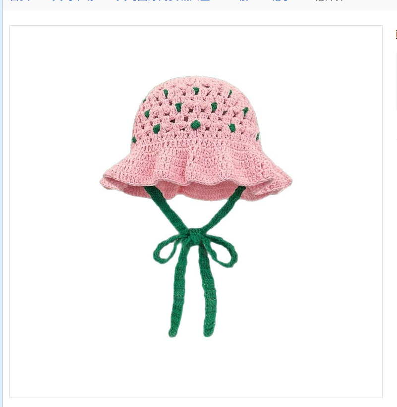 Korean style trendy retro handcrafted crochet color-blocking fisherman hat for women, new spring and summer style with hollowed-out straps to show off the face, small basin hat Item Picture