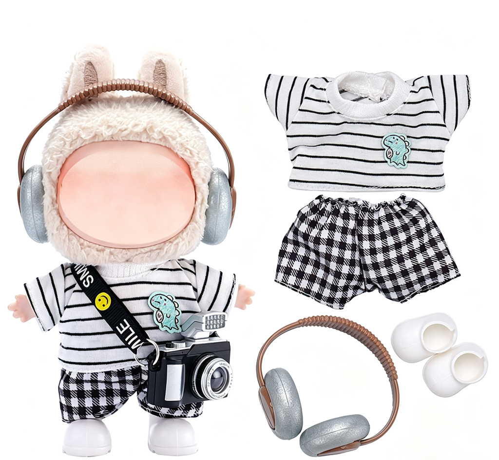 Only the baby clothes are suitable for 17cm first, second and third generation Bubu baby clothes, shoes, headphones, photo machines and plush toys detail image 1