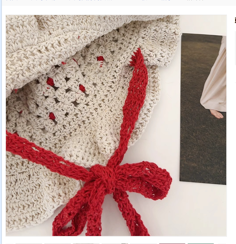 Korean style trendy retro handcrafted crochet color-blocking fisherman hat for women, new spring and summer style with hollowed-out straps to show off the face, small basin hat Specification image