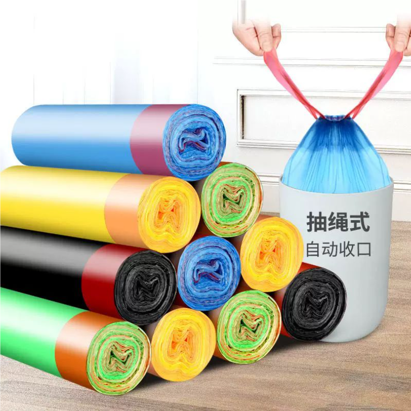 彩色抽绳式垃圾袋加厚学生卡通塑料垃圾袋