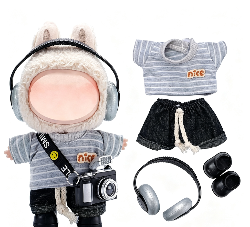 Only the baby clothes are suitable for 17cm first, second and third generation Bubu baby clothes, shoes, headphones, photo machines, plush toys, and can be worn as clothes and skirts Application Scenario