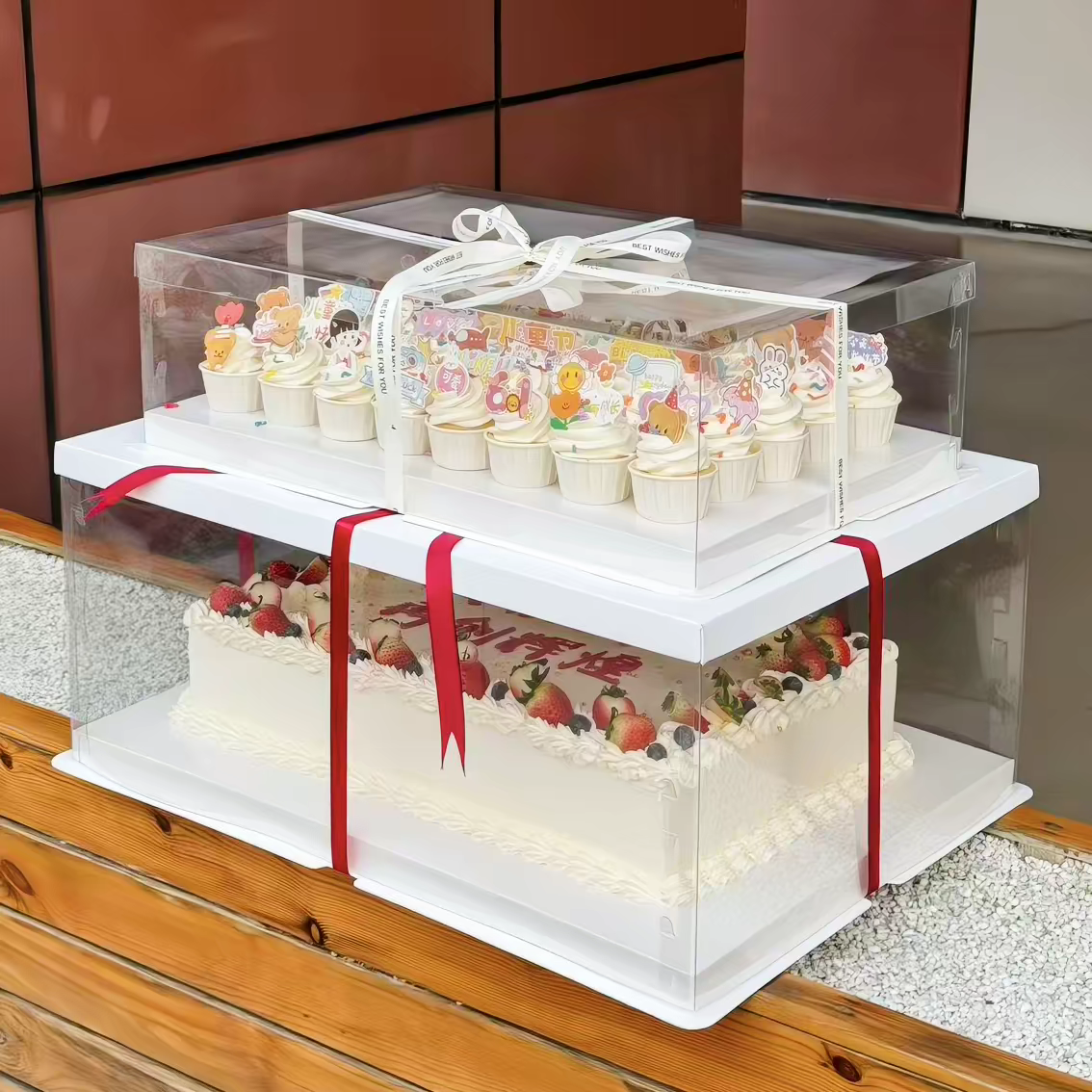 Extra-large rectangular cake boxes, 22 inches, 26 inches, 28 inches, transparent cake packaging boxes for festival parties and opening ceremonies