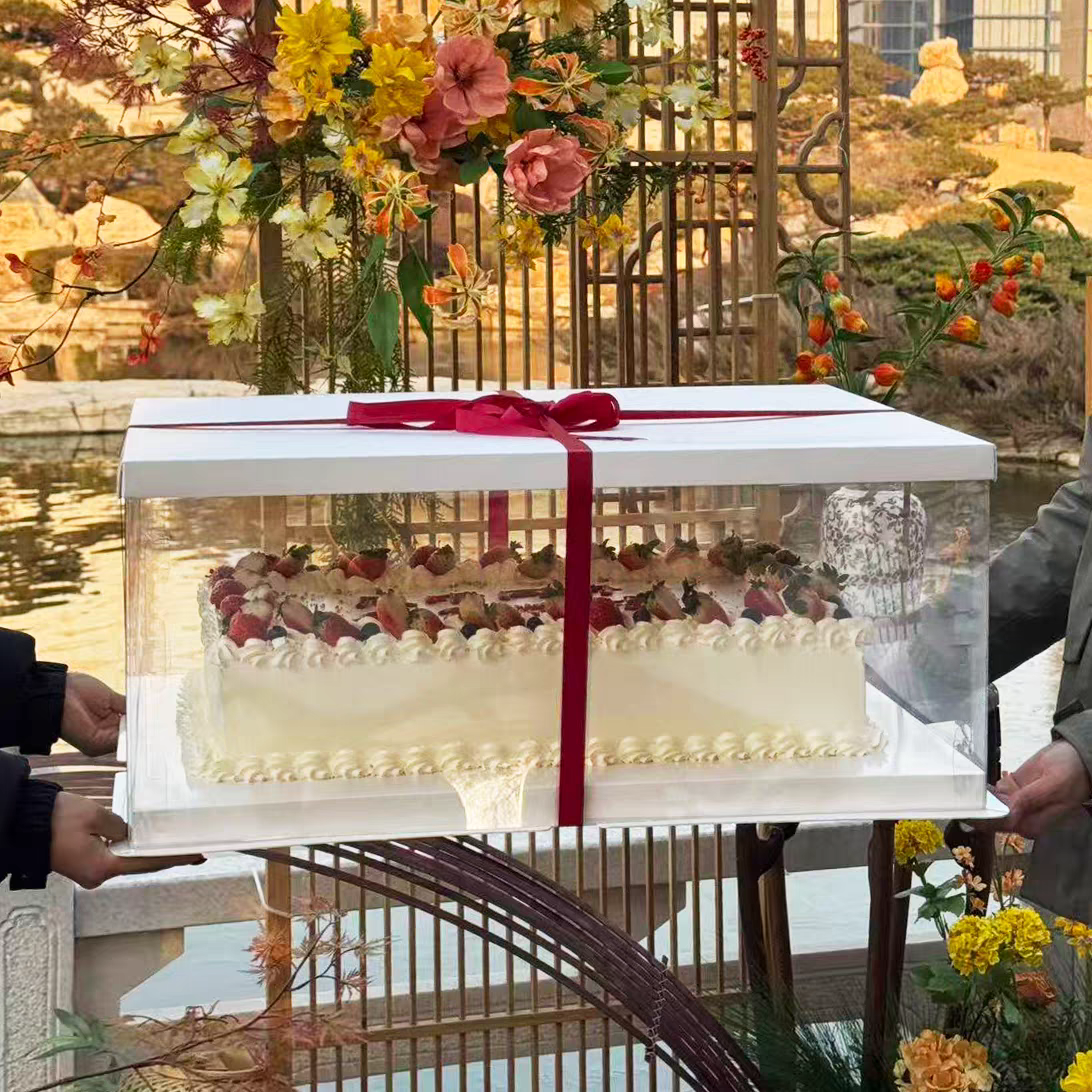 Extra-large rectangular cake boxes, 22 inches, 26 inches, 28 inches, transparent cake packaging boxes for festival parties and opening ceremonies details Picture