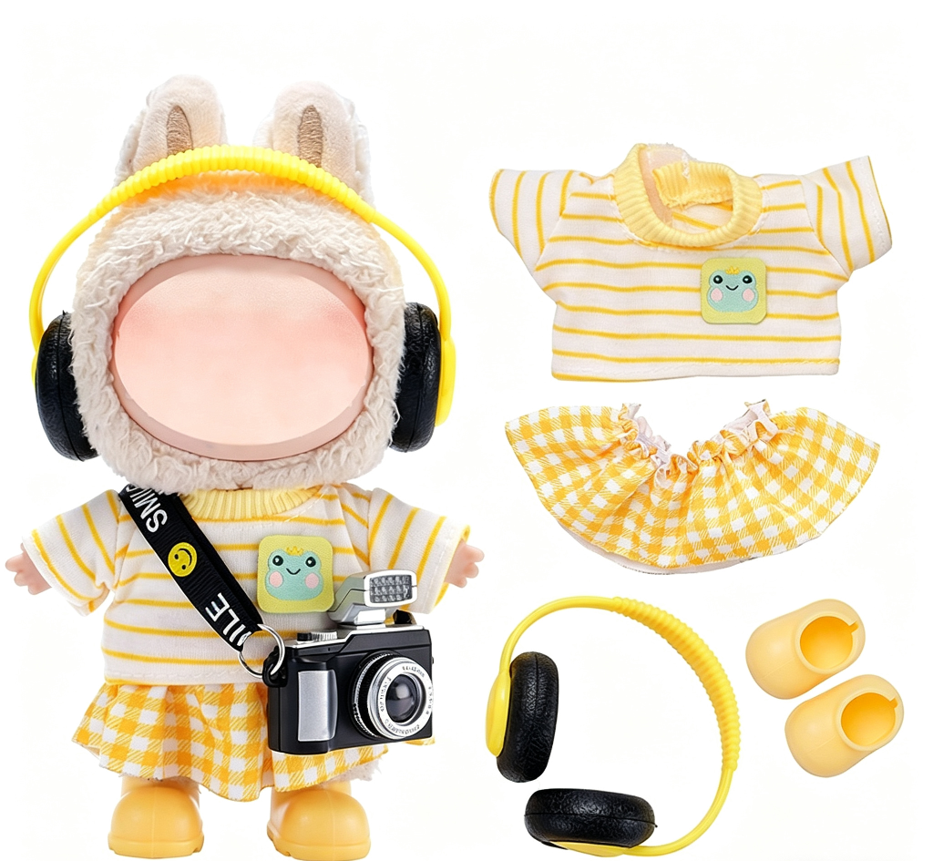 Only the baby clothes are suitable for 17cm first, second and third generation Bubu baby clothes, shoes, headphones, photo machines, plush toys, and can be worn as clothes and skirts