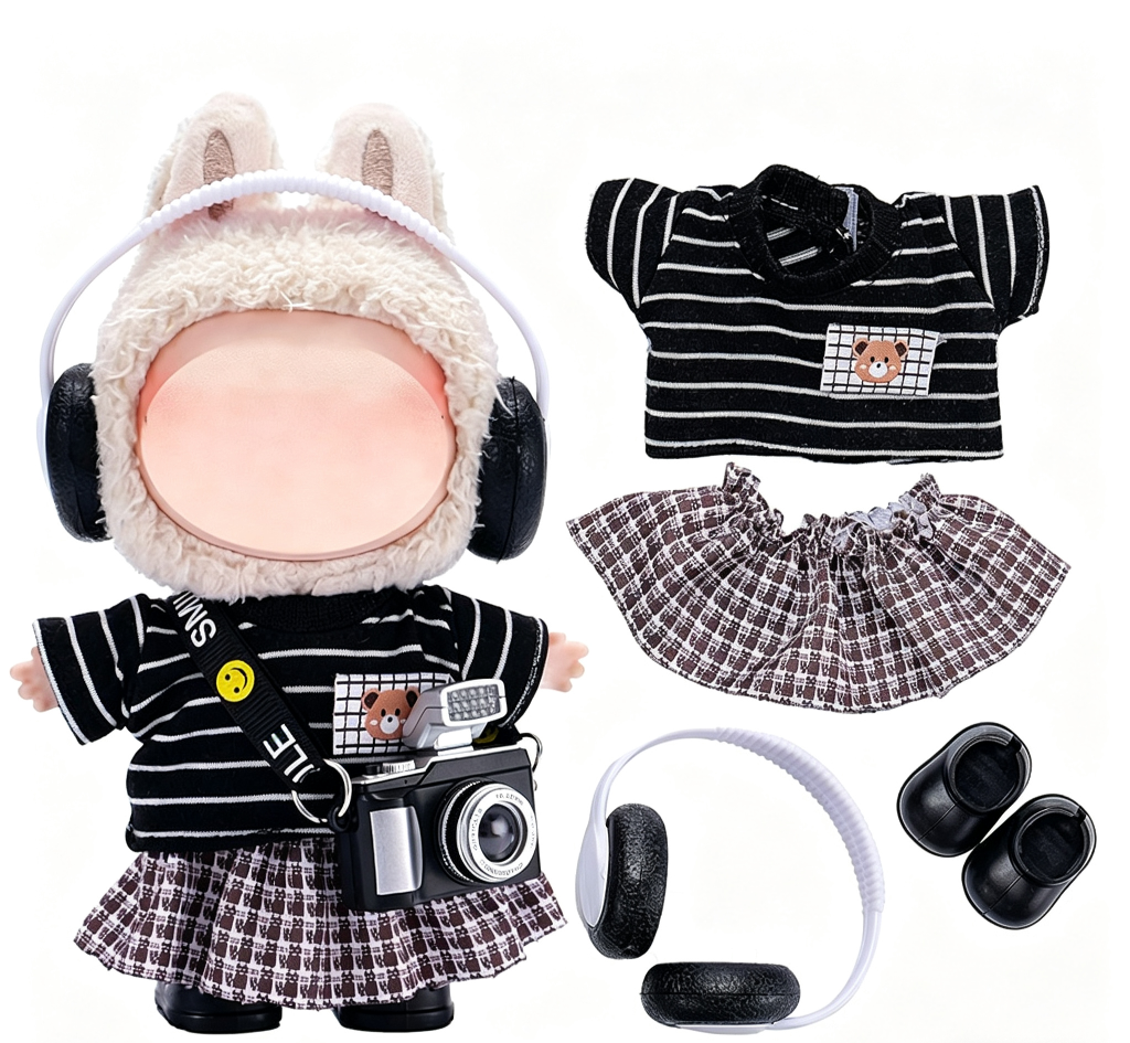 Only the baby clothes are suitable for 17cm first, second and third generation Bubu baby clothes, shoes, headphones, photo machines and plush toys detail image 5