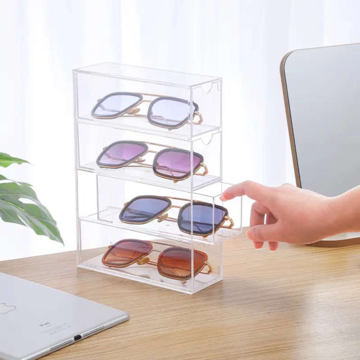 Home storage box, desktop storage box, sunglasses storage rack, office storage Specification image