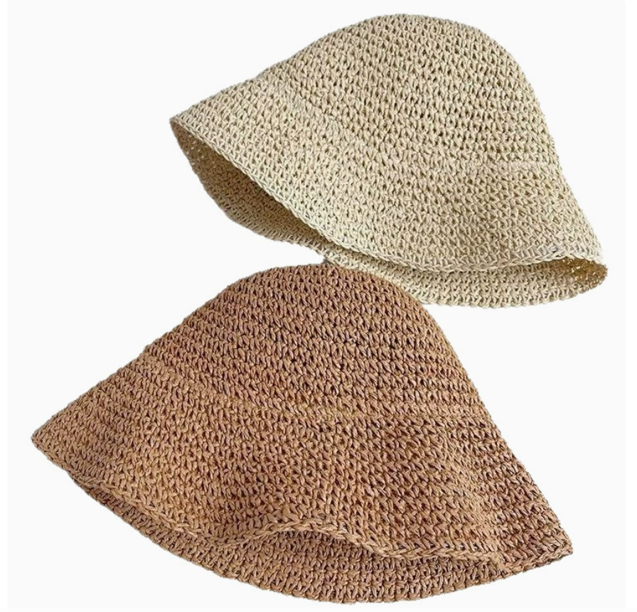 Hand-hooked straw hat for women, summer straw woven beach sunshade and sun protection hat, UV-blocking headscarf hat, hollowed-out fisherman's hat Specification image
