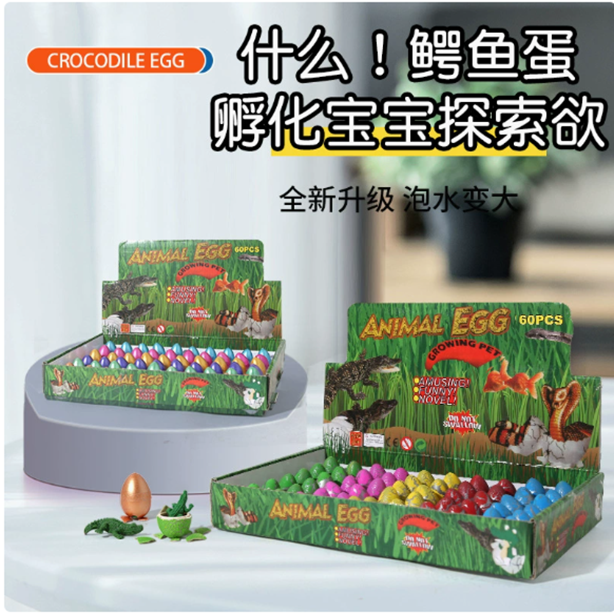 严选泡水小号鳄鱼蛋孵化蛋新奇膨胀变大创意仿真动物模型玩具盲盒