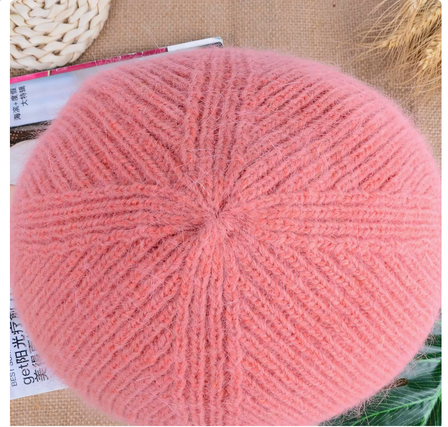 Angolan long rabbit fur knitted hat, popular M label woolen hat, warm hat, autumn and winter ear protection hat, hooded hat 112730119 Specification image