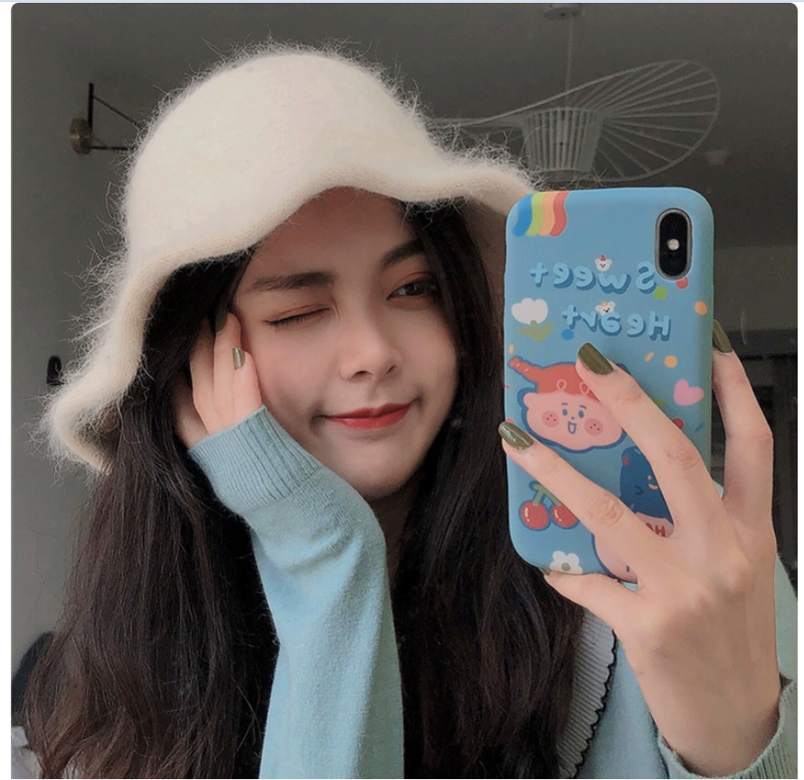 Korean long rabbit fur fisherman hat for autumn and winter, ins Japanese style versatile warm plush basin hat, foldable hat, women's fashion 102729908 details Picture