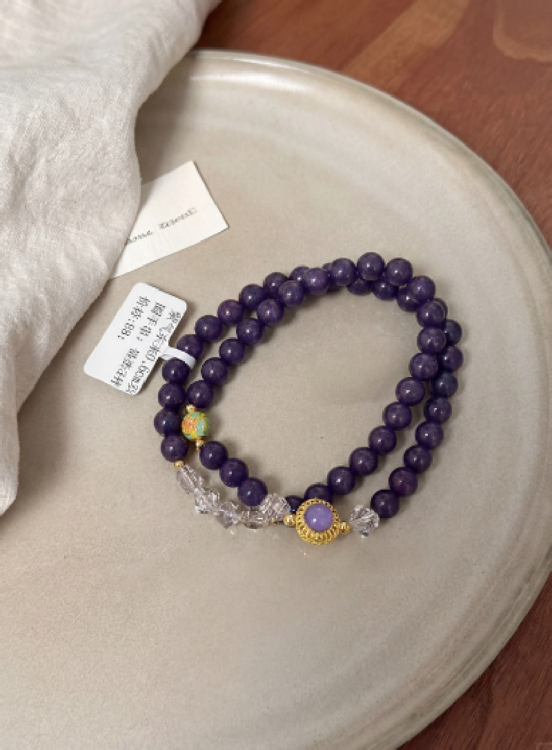 Tangtangtang Purple Qi Coming from the East 0.6cm Double-ring Bracelet Jingtai blue spacer beads, copper-plated crystal inlaid with purple dragon crystal SC000944