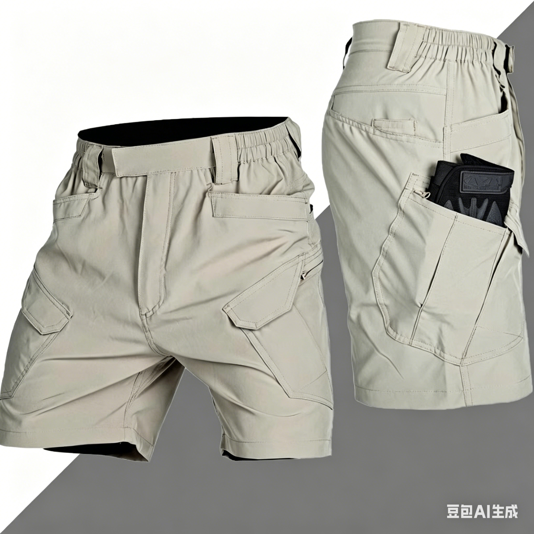 Elastic American functional workwear quick-drying shorts, men's summer thin tactical capri pants, breecers, mid-length pants, large underpants Specification drawing