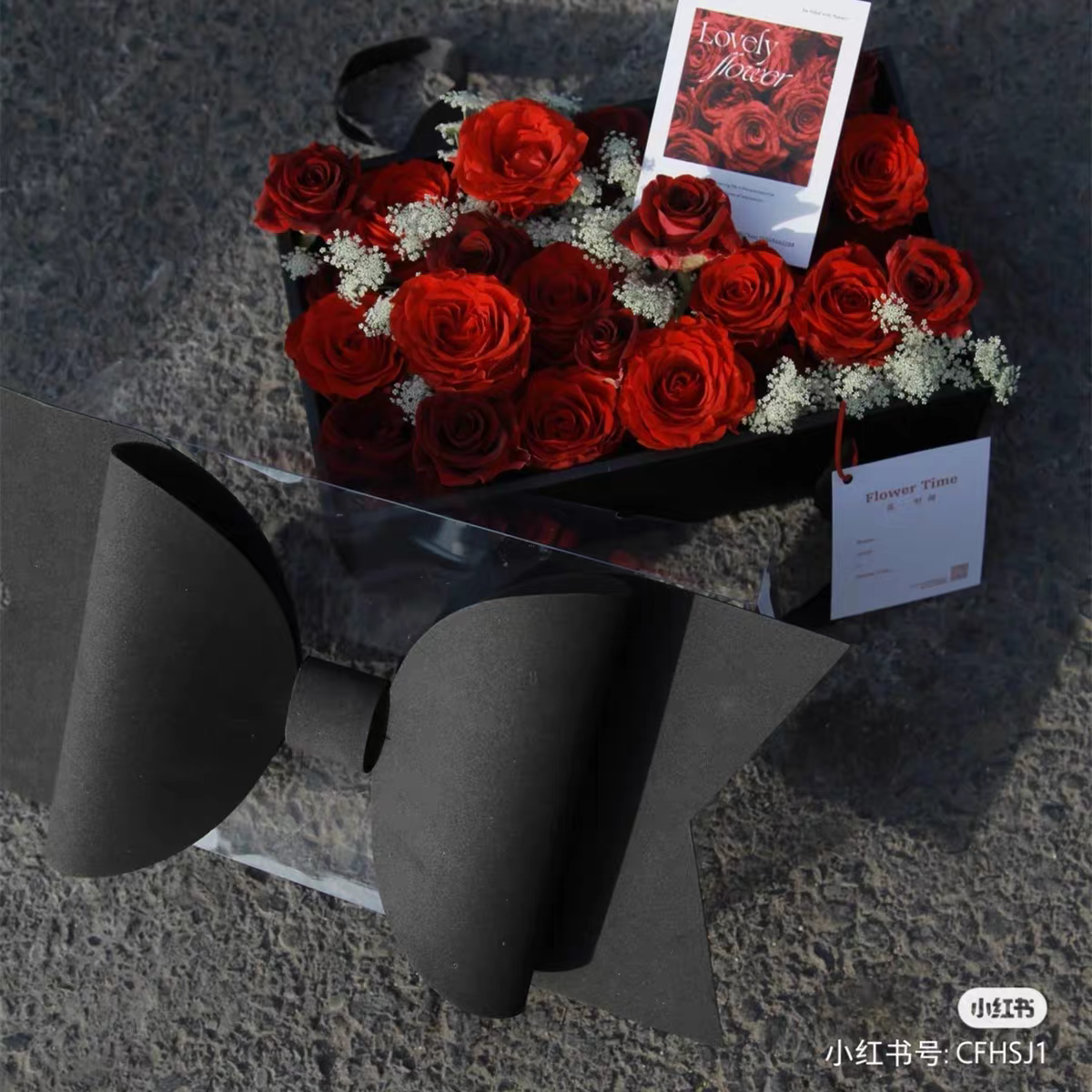 Qixi Festival 520 Bow fruit flower box, fresh flower gift box, pvc souvenir gift box, transparent Christmas hand-held flower box Specification image