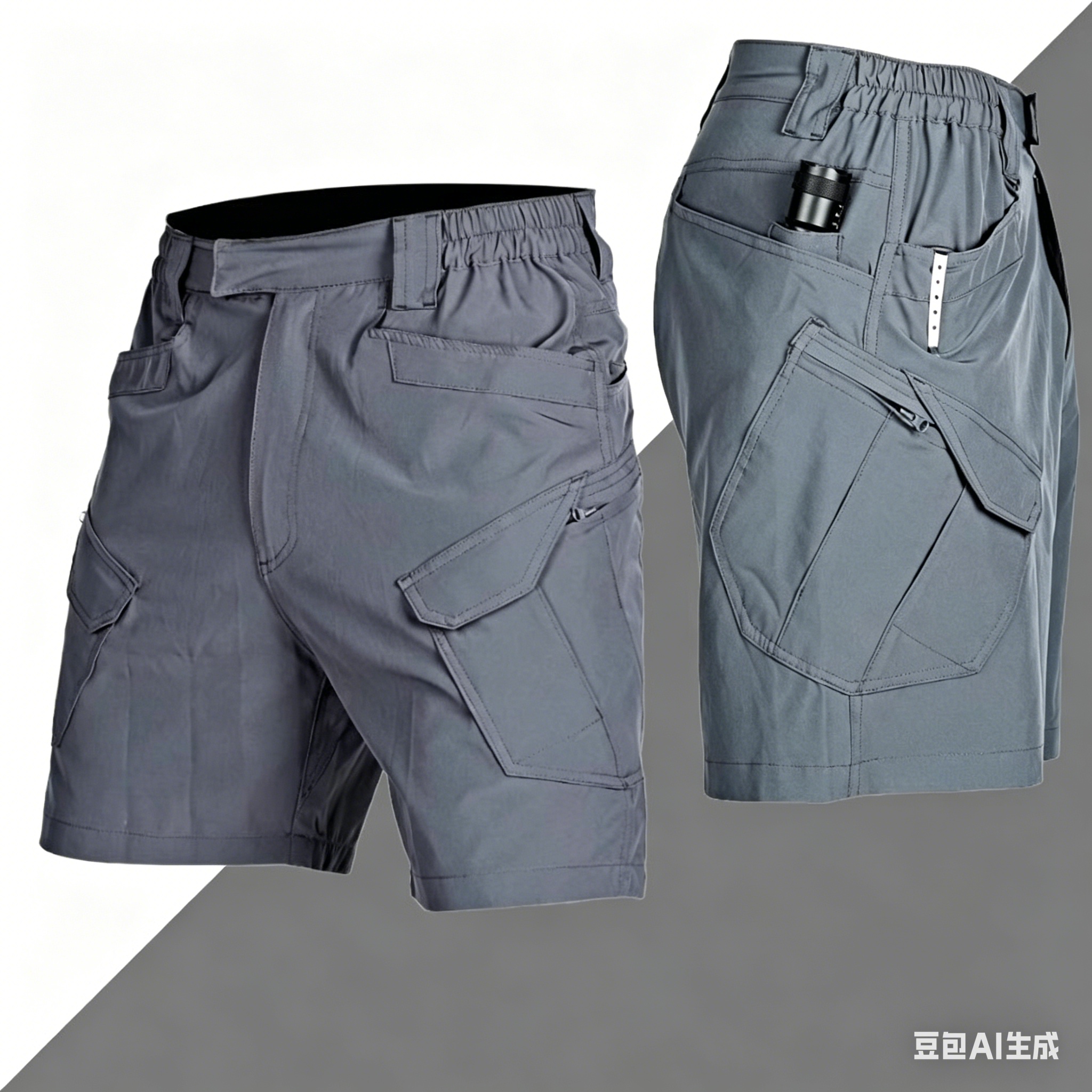 Elastic American functional workwear quick-drying shorts, men's summer thin tactical capri pants, breecers, mid-length pants, large underpants full figure