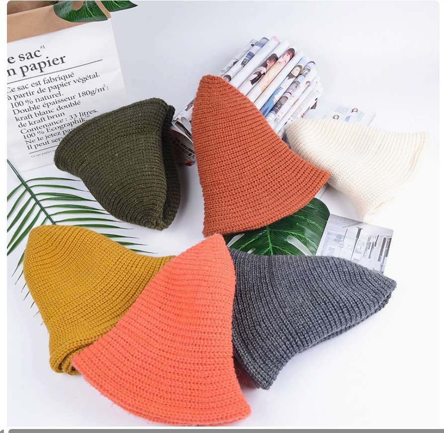 Wholesale of Japanese-style autumn and winter woolen small basin hats, bucket hats, fresh fisherman hats and black knitted hats from the manufacturer details Picture