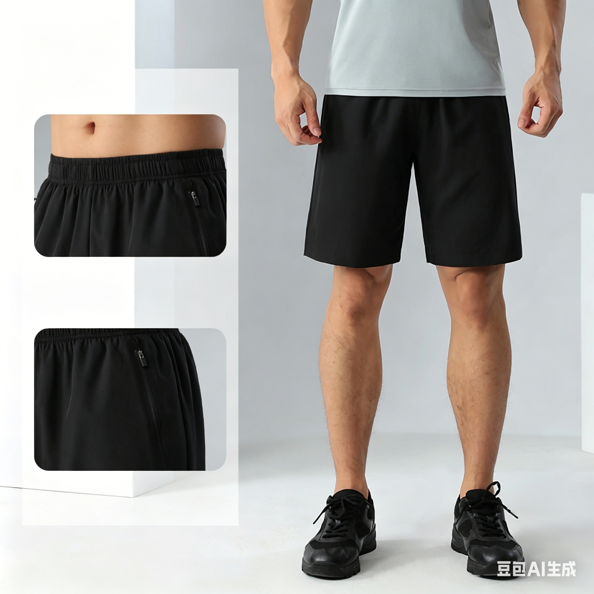 2026 Foreign trade five-inch pants Outdoor sports loose Casual thin ice silk fake two-piece quick-drying shorts men's running full figure
