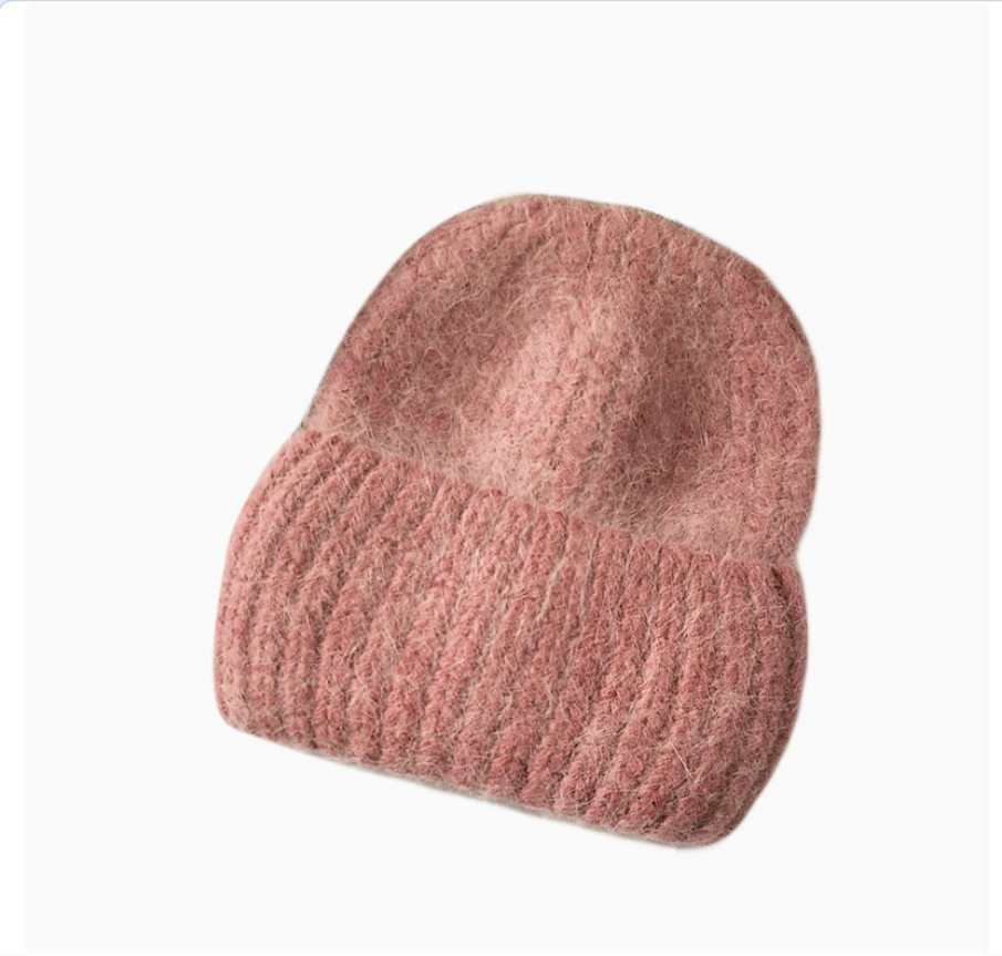Sequined long rabbit fur pullover hat, autumn and winter warm woolen hat, knitted plush ear protector, custom-made by Russian manufacturer Item Picture