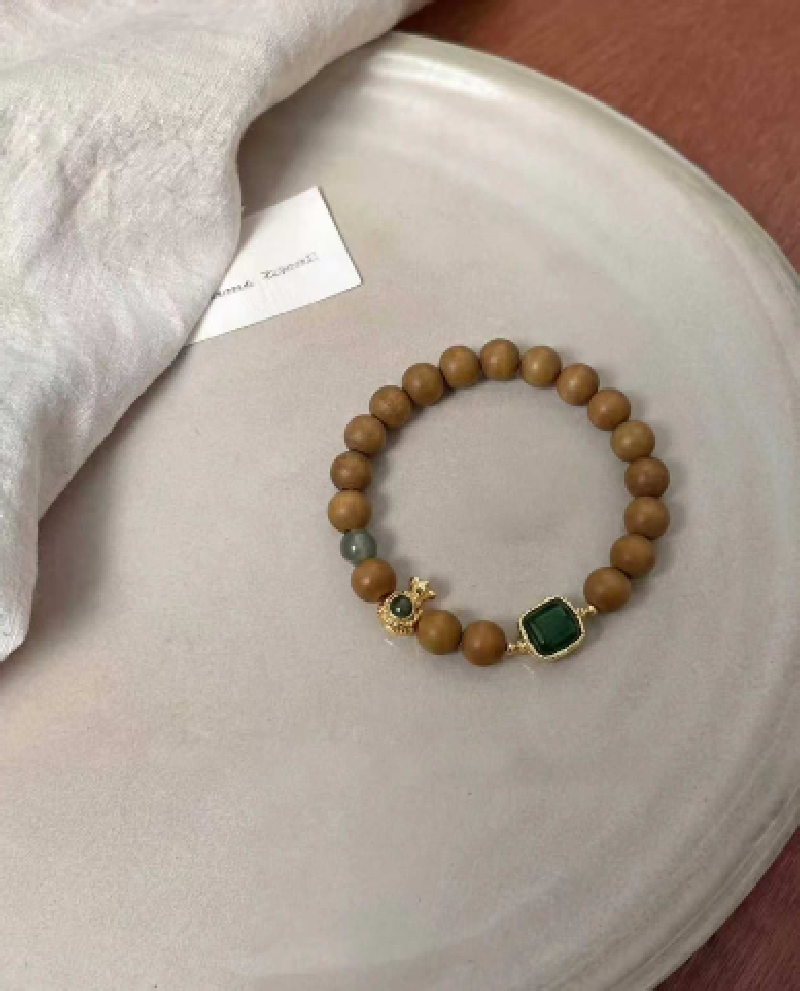 Azúcar tangtang tenda ayuda a dormir y relajar la mano brocheta; Perlas de barril verde seco natural de oro real, especies naturales de hielo qinghai y perlas de barril de jade jade SC000901