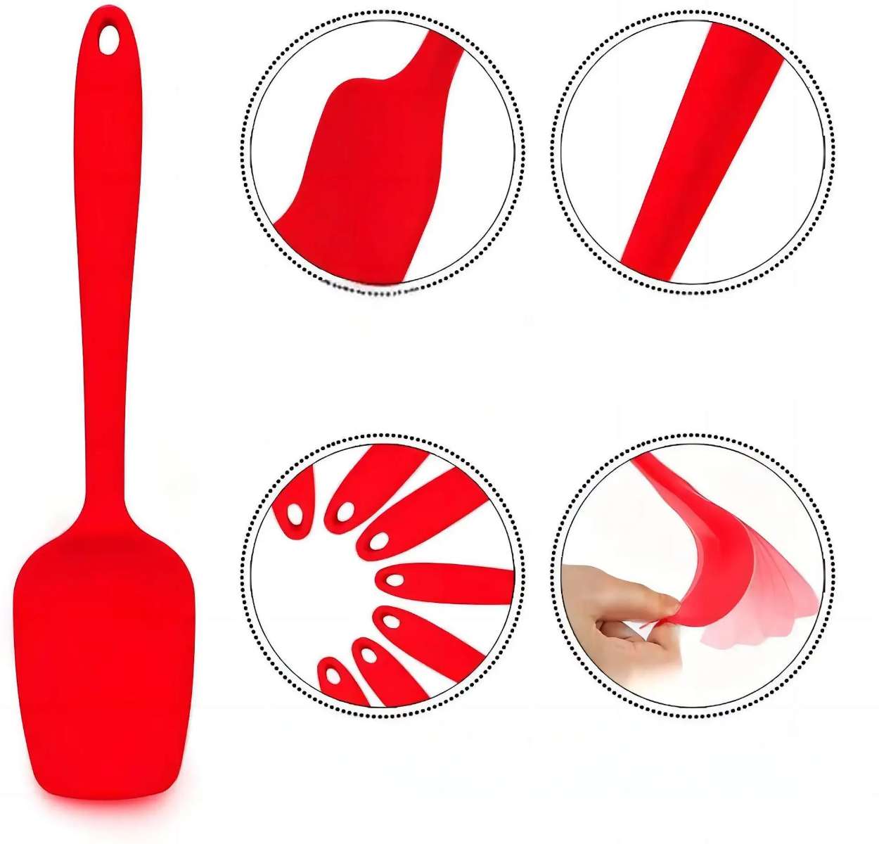 This 6-piece silicone spatula is a heat-resistant kitchen spatula that is non-stick and can be washed in a dishwasher. It is suitable for baking and cooking Item Picture
