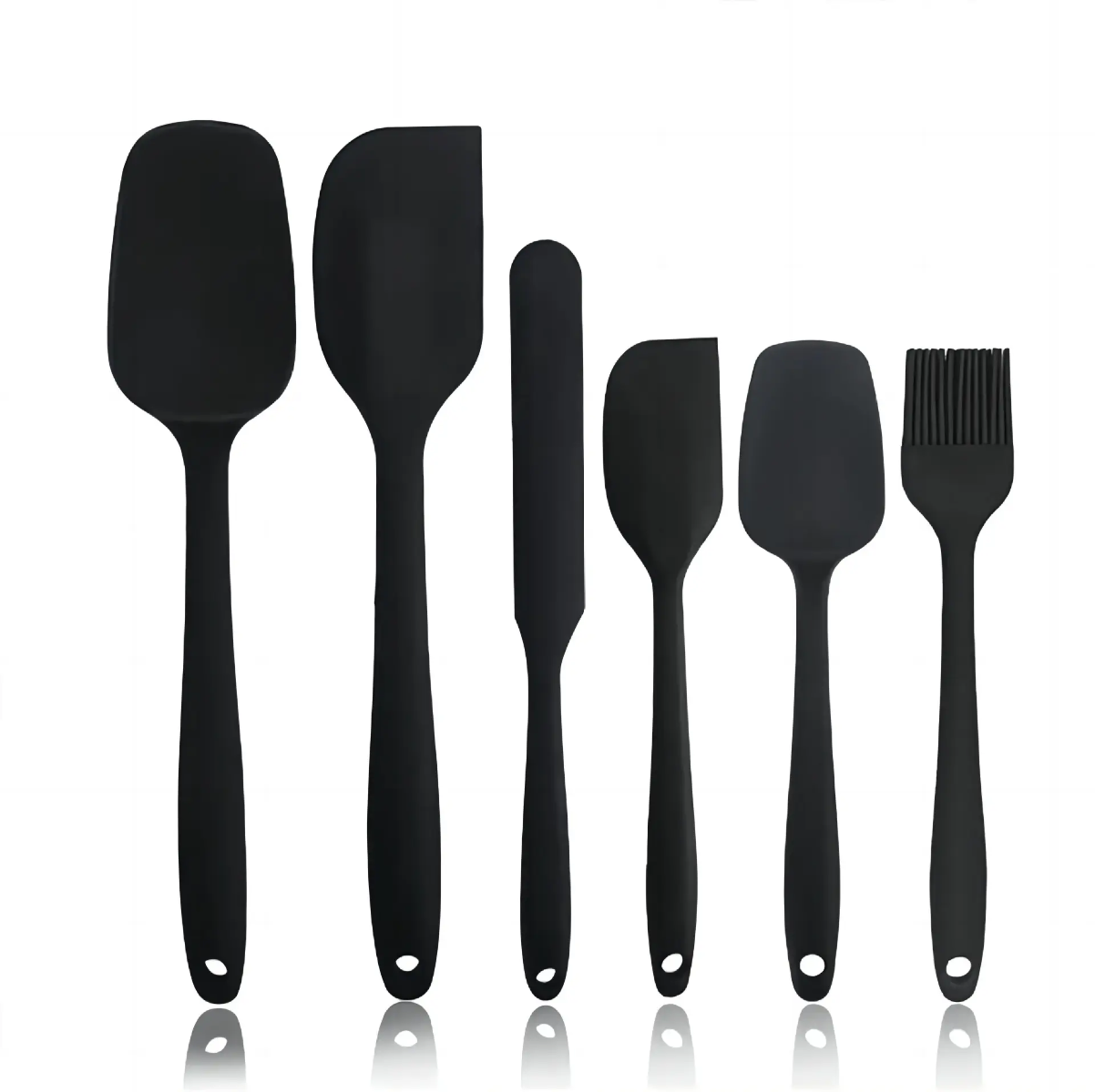 This 6-piece silicone spatula is a heat-resistant kitchen spatula that is non-stick and can be washed in a dishwasher. It is suitable for baking and cooking Application Scenario