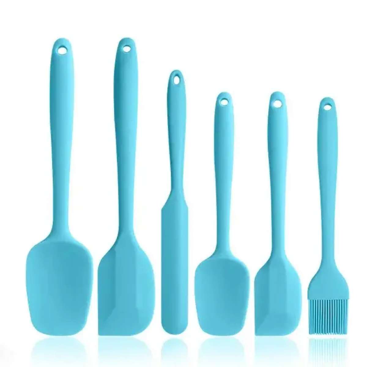 This 6-piece silicone spatula is a heat-resistant kitchen spatula that is non-stick and can be washed in a dishwasher. It is suitable for baking and cooking Specification image