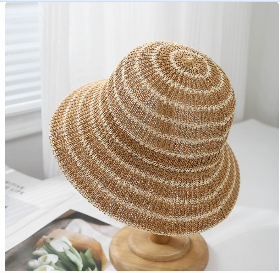 New fisherman's hat for women, new sun-protective women's striped fashionable Japanese bucket hat, simple spring and summer hat, face-showing small basin Application Scenario