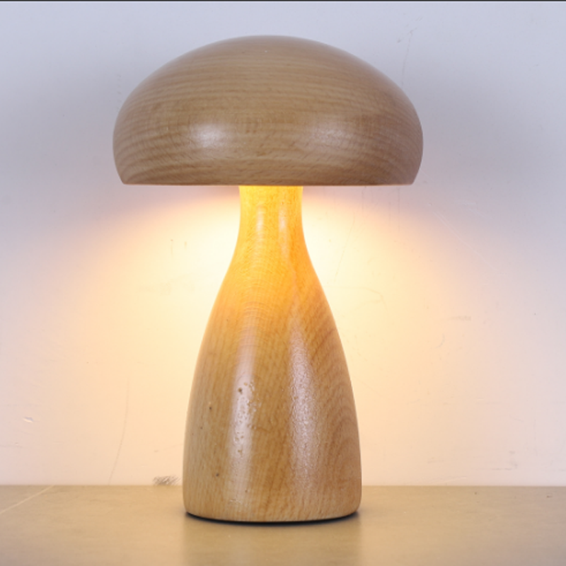 CICO Wooden Mushroom Atmosphere Small Desk Lamp Head Switch Night Light type-c Charging Portable Desk Lamp 102700176103038256 full figure