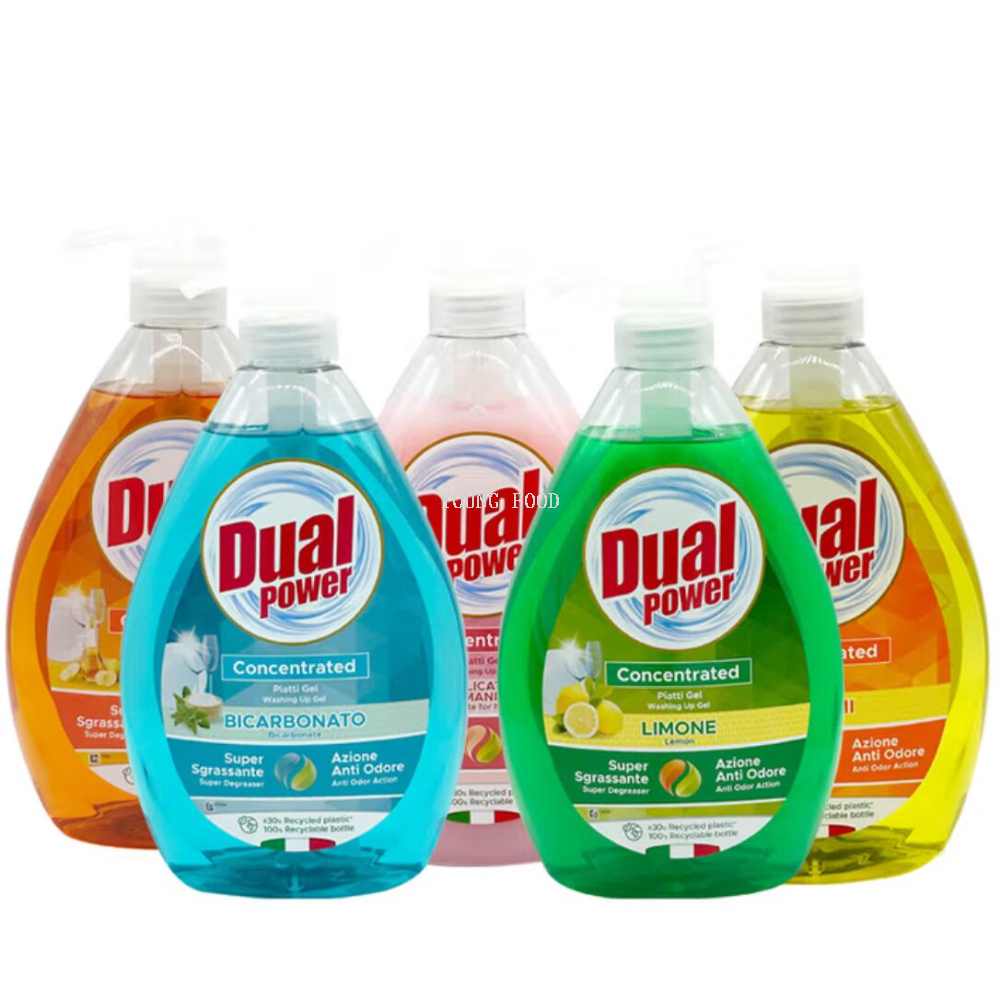 包邮！意大利DUAL power洗洁精1000ml 超浓缩洗碗液水果香 不伤手洗洁精洗洁精洗碗刷洗碗精浓缩植物洗洁精
