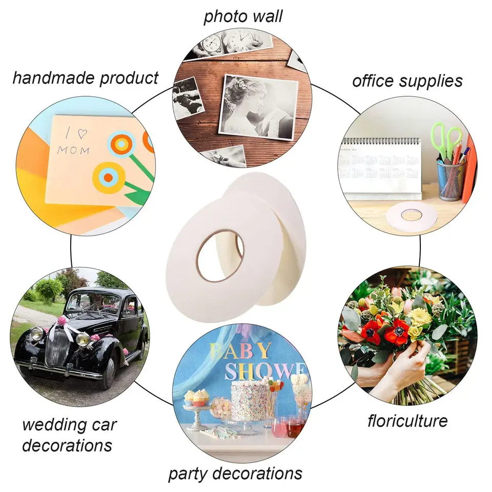 Double-sided foam Tape Mounting Tape 1.8CM*3M sponge tape 2MM thick high-viscosity white foam tape Double-sided tape white foam tape wholesale details Picture