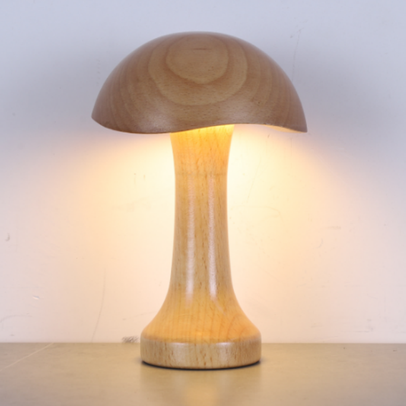 CICO mushroom wood atmosphere small desk lamp switch head small night lamp type 102700176103038256103417511 - c rechargeable portable lamp full figure