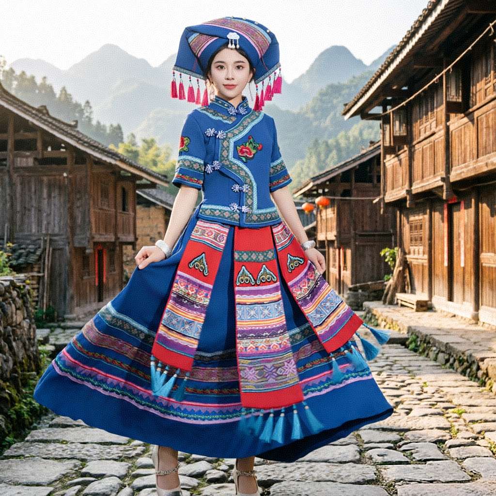 民族服饰 成人女款秋长裙短袖详情图4