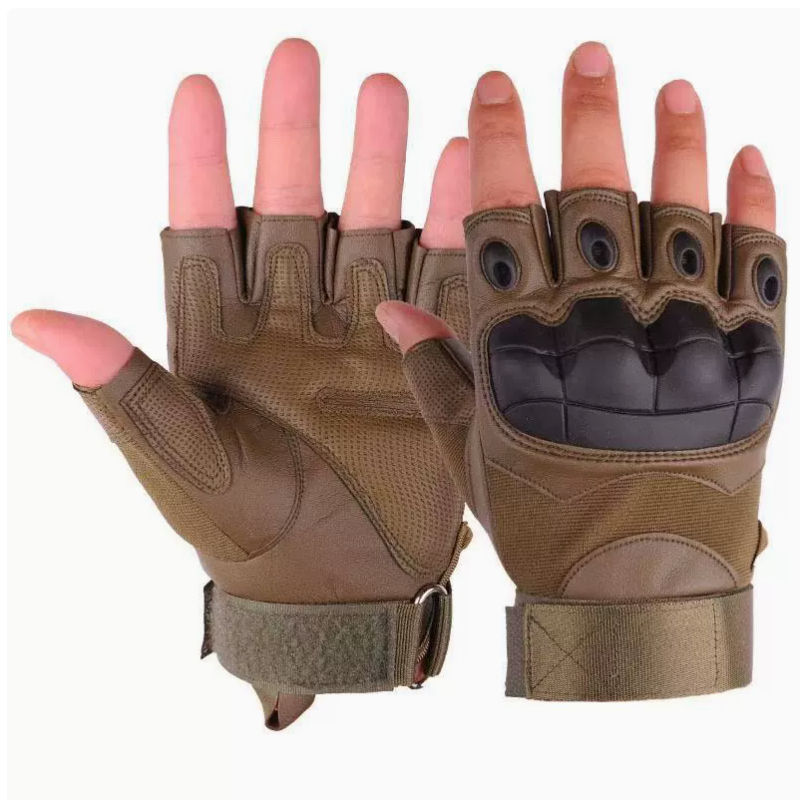 Men's half-finger camouflage gloves, outdoor training and fitness tactics, anti-slip, adult tough guy, soft-shell, outdoor fighting half-finger gloves Item Picture